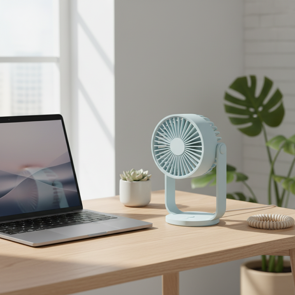 Mini Fan on Desk