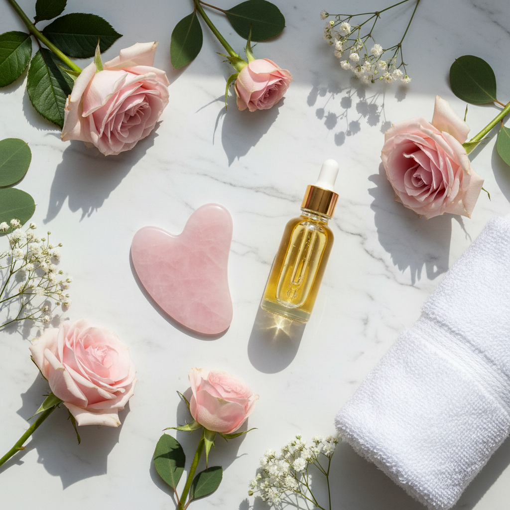 Natural spa flat lay